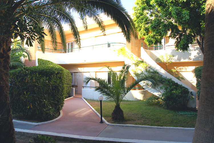 Between the buildings