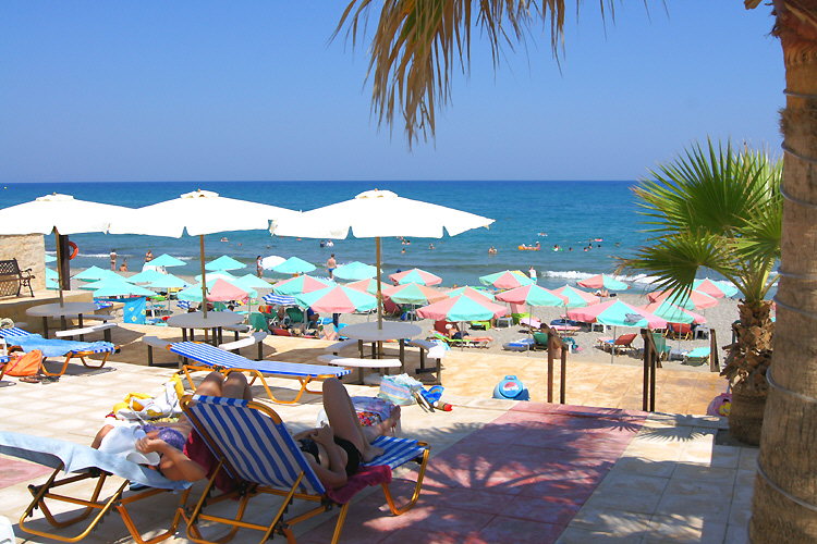 Sun terrace, beach and sea